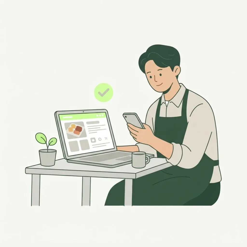 집에서 휴대폰으로 신청하는 모습 일러스트